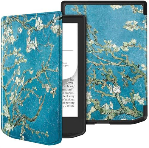 GIOPUEY Coque Compatible avec Vivlio Light/Light HD/Light HD Color, étui en Cuir, Coque arrière en Silicone Souple [étui à Rabat] Texture Semblable à Celle de la Peau - Flower