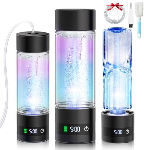 IUHFSIFS Wasserstoff Wasserflasche【2 Generationen verbesserter neuer Technologie】 Outdoor/Reisen/Büro tragbar, erzeugt reichlich H2, Wasserstoffreiches Wasser in 5 Minuten, 450ml (black)