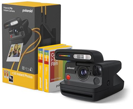 Polaroid FLIP - Pacchetto fotocamera istantanea nera + pellicola a colori (16 foto)