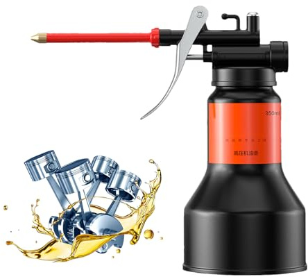 Burette d’huile ABS - pistolet à huile 16 cm, distributeur de lubrifiant avec bec droit | burette haute pression, cuivre & acier au carbone, idéal pour garage, atelier, machines, roulements, maison &