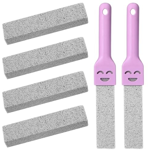 Classicseali 4 Stück Pumice Stone Toilet Cleaner, Toiletten Bimsstein | 26.5cm Lang Reinigungsstein Toilette mit 2 Rosa Griffen, Putzstein Toilette für Toiletten, Öfen, Pools, Grills und Badewannen