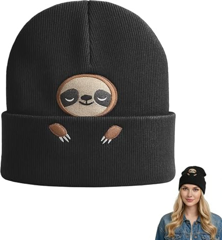 JazRvr Familie Faultier Mütze, Faultier Kostüm Strickmütze, Weiches Faultier Geschenk Für Frauen Faulti Deko Geschenk, Kuscheliges Faultier Kuscheltier Design für Faultier Liebhaber