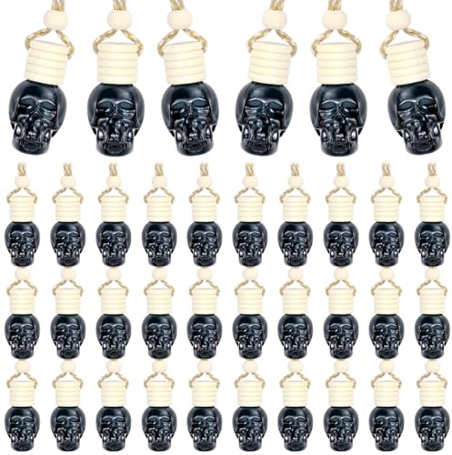 50 Stück Totenkopf Duft Glasflasche Set, 8 ml Autoparfüm Hängende Flasche
