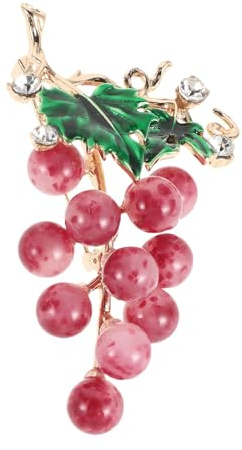 Broche Grappe de Raisin pour Femme en Alliage, Cristaux, Pourpre | Motif Fruité Mignon et Stylé, pour Robe de Costume ou Chapeau, Couleur Solide, Port Confortable