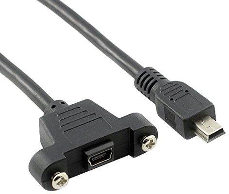 Jser, cavo adattatore tipo mini USB a 5 pin, prolunga da maschio a femmina, cavo con viti, 50 cm, per montaggio a pannello