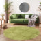 SIMPEX Flauschiger Teppich Wohnzimmer Schlafzimmer Läufer Flur Esszimmer Küchenteppich Hochflor Einfarbig Modernes Design 30 mm Florhöhe Kuschelweich, Grün, 200 cm Rund