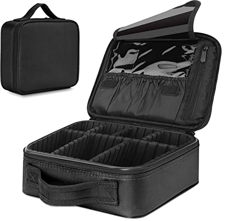 Luxspire Make up Tasche Kosmetiktasche Organizer, Professionelle Make Up Bag Kosmetikkoffer Etui Tragbare Kosmetiktasche Damen Reise mit einstellbaren Teiler Schmink Koffer Aufbewahrungstasche, Schwaz