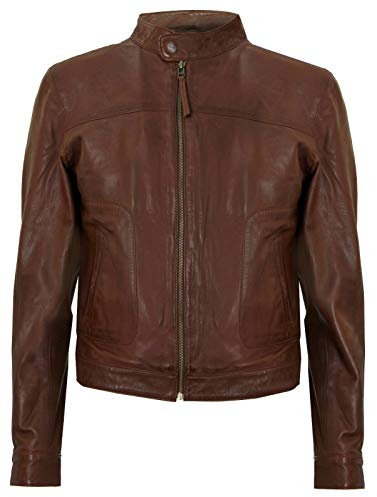 Infinity Leather Herren Ausgestattet Braun Echt Weich Aus Echtem Leder Klassische Kragenjacke Harrington S