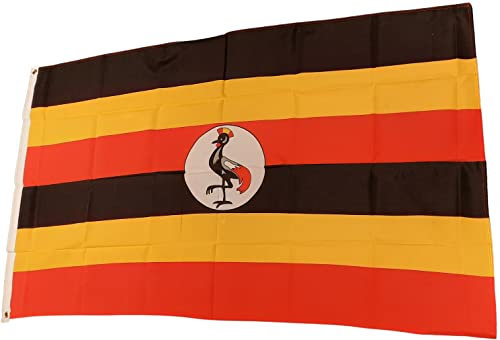 NWFlags Uganda Flag 5ft x 3ft 75d Premium Polyester Suitable For Flagpoles | Strong Polyester 5x3 foot material Ugandan flag with Eyelets
