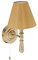 Relaxdays Wandlampe mit Schirm, innen, Zugschalter, Flur & Wohnzimmer, E14, Stoff, Metall, HxBxT: 28x16x19 cm, messing