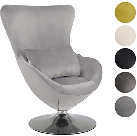 Mingone Sessel Samt Design Loungesessel Modern mit Kissen Einzelsofa Clubsessel Cocktailsessel Polstersessel mit Rücklehne (Grau)