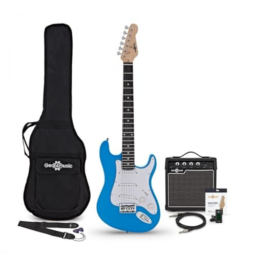 Chitarra elettrica 3/4 LA di Gear4music Blue con amplificatore 10W e borsa morbida