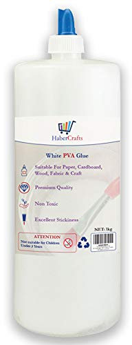 PVA Glue Washable Child Safe PVA Glue (1 Litre) Adhesive Arts And Crafts PVA School Glue Kids Craft Sticky Childrens Glue Tacky Non Toxic Dries Clear Eco Spreader Lid (1 Litre - 1 Bottle)