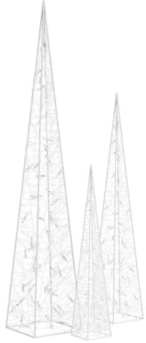 vidaXL LED Leuchtkegel Set Acryl Deko Pyramide Weihnachtsdeko Beleuchtet Licht Kegel Weihnachtsbeleuchtung Lichterpyramide Blau 60/90/120cm