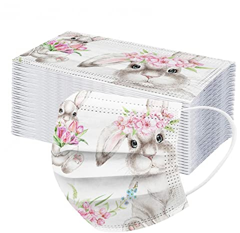 MEIYOUMK 50 Stück Erwachsene Mundschutz Einweg Blumen Druck Mund und Nasenschutz Halstuch Masken Bunt Motiv 3-lagig MNS Mund-Tuch Staubdicht Atmungsaktiv Tücher Bandana Schals für Männer Frauen