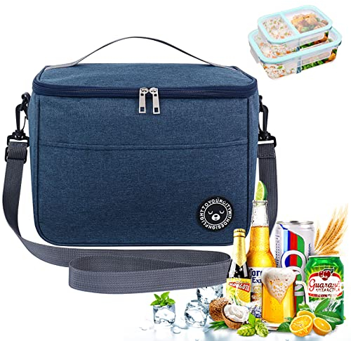Mecctuck Kühltasche, 13 l, Lunchtasche, wasserdichte Lunchtasche, tragbare Kühltasche, Picknicktasche mit verstellbarem Schultergurt für Büro, Schule, Grillen, Wandern (Marineblau)