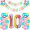 Geburtstagsdeko Mädchen 10 Jahr, Luftballon 10. Geburtstag Rosa, Ballon 10. Geburtstag, Riesen Folienballon Zahl 10, Happy Birthday Girlande Folienballon für 10 Deko Geburtstag Party Mädchen