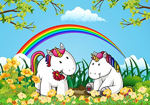 wandmotiv24 Fototapete Einhörner, 200 x 140cm - selbstklebende Vliestapete 150g, Wanddeko, Wandbild, Wandtapete, Fantasy, Regenbogen, Kinder, unicorn M0529