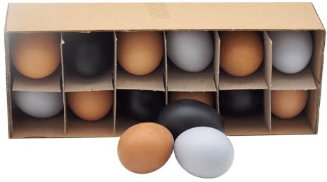ZauberDeko Hühnereier Natur Grau Schwarz 5,5cm Deko Ostern Dekoration Tischdeko Frühling 12 Stück