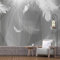 GIVLWF Papier Peint Panoramique de Noir Blanc Géométrique Blanc Plume, Fond Gris Déco de La Maison - Pour Salon Chambre D'enfant Décoration Murale 150 x 70 cm