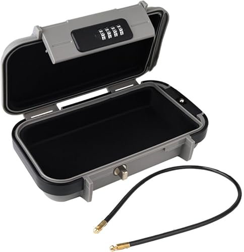 Portable Safe Box, Combination Security Case LockBox with Code, Waterproof Anti-Theft Mini Travel Safe Box with Removable Chain Lock Box (Grey)
