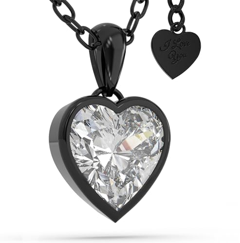 SERASAR Damen Halskette Schwarz 925 Sterling Silber Frauen Schmuck Halsband Kette Hals Mädchen Heart Necklace Geschenke für Hochzeit stag Silberhochzeit reif