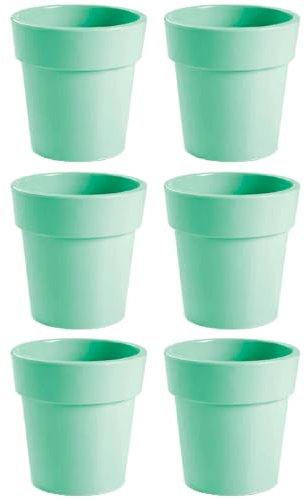 AC - Pack de 6 Macetas con aro Desmontable - Plástico Resistente - Ideal para el Hogar, Plantas, Jardín, Decoración. - Cuidado de Plantas - Forma Redonda - Ø 12 cm - Color: Verde