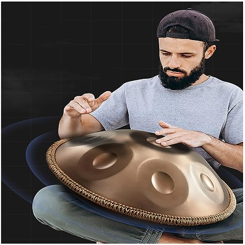IkErna 440Hz Handpan Drum -Instrument In D Minor 56 cm Stahlhandtrommeln Für Schallheilung, Mit Taschen, Drum Stativ, 9/10/12 Notizen/12 Notes