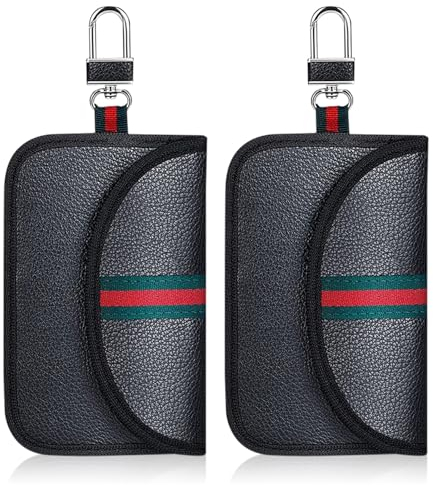 EUPSIIU 2 Pezzi chiavi per auto portachiavi per auto Portachiavi per Auto Custodia per Chiavi Auto Gabbia di Faraday Fibra di Carbonio Segnale di Blocco Borsa regalo per auto (Nero)