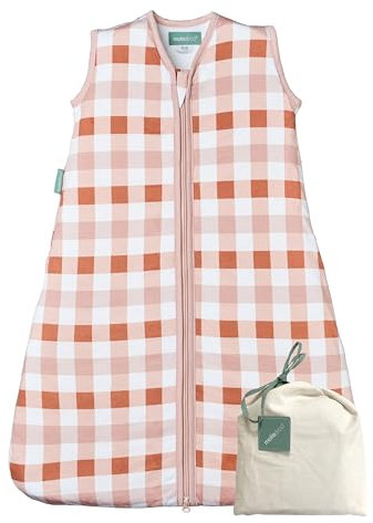molis&co - Baby Schlafsack ärmellos - Ideal für Frühling und Herbst - Babyschlafsack 1 tog ohne Ärmel - Leicht gepolstert - 100% Baumwolle (Oeko-TEX 100), Premium Qualität - Canyon Check (85 cm)