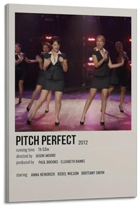 Pitch Perfect Filmposter auf Leinwand, Raumdekoration, Poster für Schlafzimmer, Wohnzimmer, Wände, 60 x 90 cm, Rahmenstil
