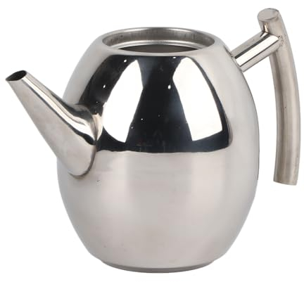 Metall-Teekanne, Edelstahl-Teekessel, Kaffeekanne, Auslaufsicherer Auslauf und Dampfauslass, Robuste, Spiegelglänzende Teekanne, Geeignet für Zuhause, Hotel, Café, Bar,