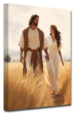 CXHOSTENT Jesus Leinwand Wandbilder Gott und Mädchen Kunstdrucke christliche spirituelle Bilder für Gebetsräume Kirchen Wanddekoration (A, 30.00 x 45.00 cms)