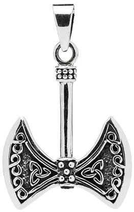Treasure Bay Men's Silver Pendant | Sterling Silver Viking Axe Pendant for Men with Celtic Knot Detail