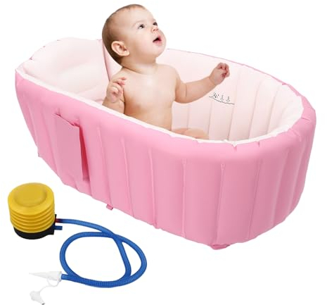 Baignoire gonflable, pliable, antidérapante, douce, portable, épaisse, durable, pour bébé de 0 à 3 ans, rose