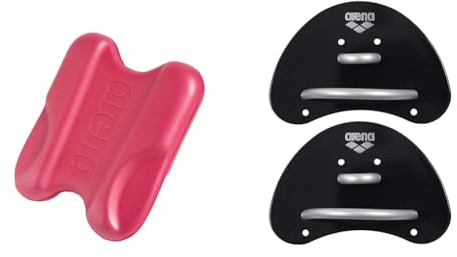 arena Pull Kick II Schwimm Trainingshilfe & Finger Paddle Elite Handpaddel für Schwimmer, Schwimmbad-Trainingszubehör, Schwimmbad-Paddel mit Verstellbaren Riemen, Unbedeckte Handfläche