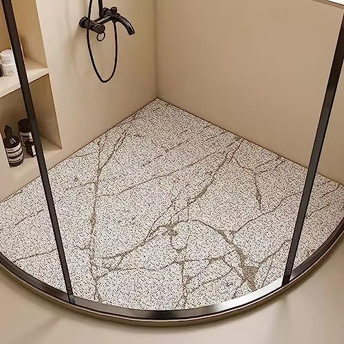 Tapis de Douche d'angle antidérapant, Tapis de Bain incurvé antidérapant pour Douche, Tapis de Douche en PVC luffa RV pour Douche d'angle et Ronde, séchage Rapide (D 65x65cm(26x26i