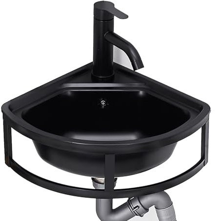 Lavandino da cucina ad angolo acciaio inox lavello triangolare a vasca singola con rubinetto e tubo di ingresso lavello piccolo ad parete, per cucina bagno lavabo