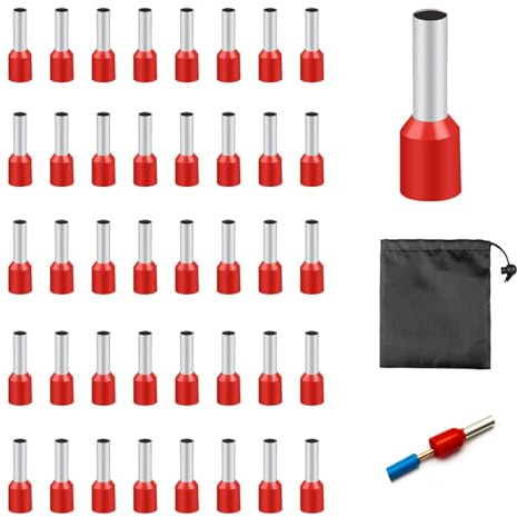 200 Stück Aderendhülsen 10mm² Set mit Kordelzug Aufbewahrungstasche, Aderendhülsen für Drahtverbindung, Kabelendhülsen für Isolierung und Flammhemmung