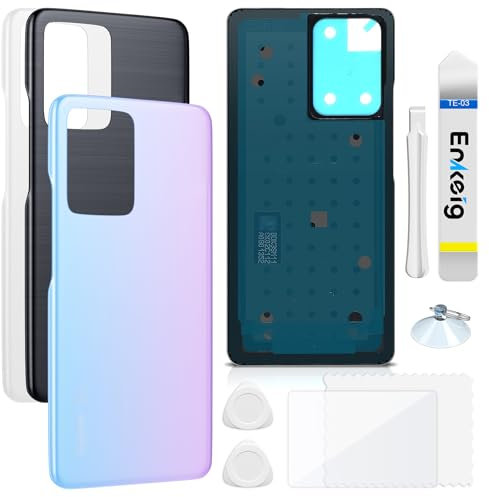 Enkeig Tapa Trasera Vidrio para Reemplazo Xiaomi 11T/11T Pro Parte Trasera de Cristal Trasero con Kit de Reparación (Azul)