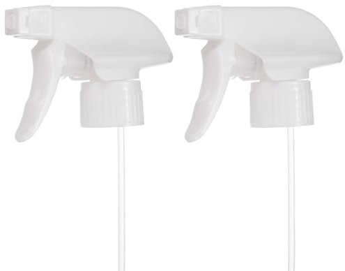 M METERXITY 2-Pack Spray Bottle Replacement Nozzles Plastic Anti-Leak Trigger Sprayer Nozzles Spray Bottle Top for Home/Garden Cleaning [Fit Standard 28/410 Neck Bottles, Pure White]
