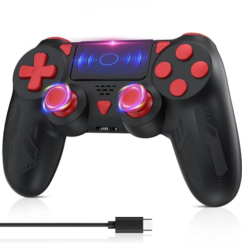 Bonacell Wireless Controller für Ps-4 Dual Vibration Kabellose Gamepad mit Turbo und 3.5mm Audio Jack/LED/Touch Pad für P-s4/Pro/Slim/Pc