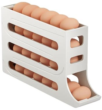 YALiya Huevera Para Nevera, Caja de Almacenamiento de Huevos, Con 4 Capas de Rejilla, Ahorra Espacio, Fácil de Usar, Puede Almacenar Más de 20 Huevos, para Cocina, Refrigerador (30 x 7 x 19,9 cm)
