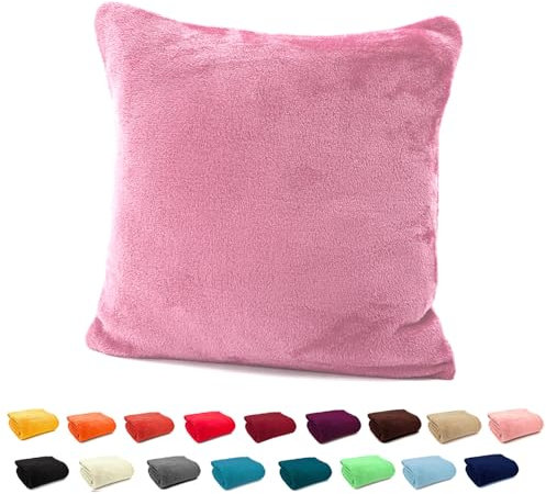 heimtexland ® Flanell Kuschel Kissen Super Soft Dekokissen Plüsch Typ380 Kissenhülle Woodrose 48x48 cm