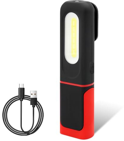 Lámpara de trabajo LED con batería, lámpara de trabajo LED con linterna, lámpara LED de taller con imán y gancho, foco de batería LED, lámpara de trabajo COB para reparación de coche, camping,