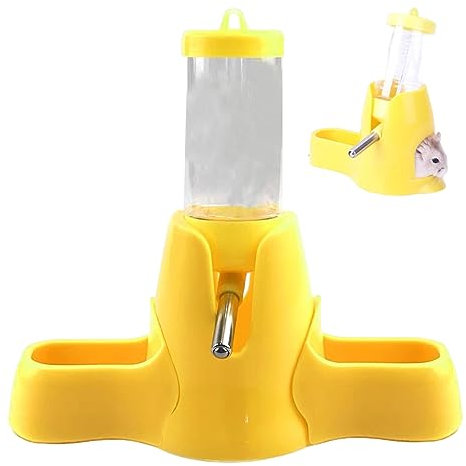 Hamster Water Bottle With Stand Non Drip 80ML Guinea Pig Water Bottle and 2 Food Dispensers Free Standing Automatic Bottle Dispenser for Small Animals Feeding