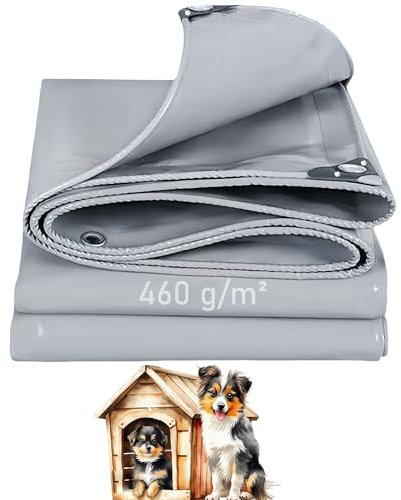 LDQBF Tarpaulin Waterproof Heavy Duty,1x7.5m 460g/m² pvc tarp Tear-Resistant Tarp Sheet Ground with Reinforced Grommets,MultiPurpose Pergola Cover for Garden Furniture Camping Truck Grey