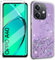 Funda Glitter Bling con Cristal Templado 1Pcs Protectora Capa Compatible with OPPO A40 / OPPO A40M Antigolpes Fundas Carcasa Silicona Funda de Móvil Cristal antirotura Morado