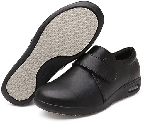 Jesajemi Orthopädische Schuhe Damen Diabetiker Wanderschuhe PU Leder Ödem-Schuhe für Geschwollene Füße Fußgewölbe Unterstützung Orthopädische Sneaker für Diabetiker