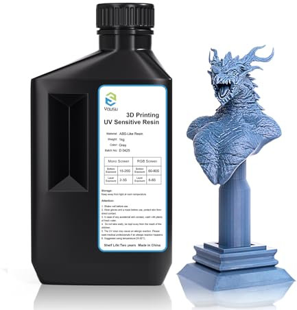 YOUSU ABS-Like 3D Printer Resin 1 kg White, Rapid LCD UV-Curing Resin 405 nm, Standard Photopolymer Resin for LCD 3D Printer